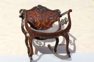 Victorian Elaborate Inlaid Mahogany Rocking Chair, Circa 1920s  