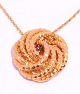 Technibond Love Knot Rosetta Pendant Chain 14K Rose Gold Clad Silver 