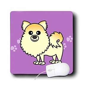   Cute Cream Pomeranian Purple with Paw Prints   Mouse Pads Electronics