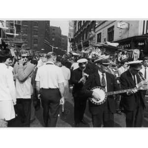 Petticoat Lane an Impromptu Jazz Band Passes Through the Market on a 