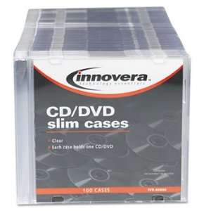  INNOVERA CD/DVD Polystyrene Thin Line Storage Case Clear 