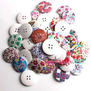 50 Mix Wood Paint Sewing Buttons Scrapbooking DIY B903  