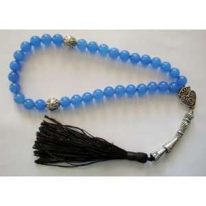 Prayer Worry Beads Traditional 33 X 8mm Light Blue Jade Gemstone Bead 