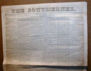   New Orleans newspaper THE SOUTHERNER Louisiana SLAVE AD + Mexican War