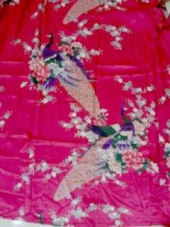   Silk/Satin Kimono Bath Robe Gown Sleepwear Peacock Size 2XL  