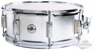 Griffin Snare Drum 14 x 5.5 Maple Wood Shell Sparkle Silver Glitter 