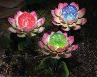 Solar Flowers Stakes Color Changing Outdoor Path Lily  