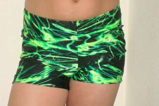 Spandex volleyball/cheer/gymnastic/dance black with green lightning 