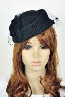   100% Wool Elegant Lady Women Dress Formal Church Hat Fedora Cap Black