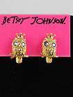   Johnson Goldtone Tzarina Princess Glitter Owl Stud Post Earrings $45