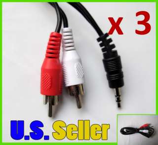 3x 3.5mm AUX to RCA AUDIO STEREO CABLE FOR ipod Nano  
