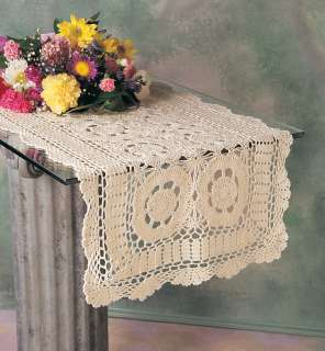   Inspired Handmade Crochet Lace Runner 16x45 Oblong  Beige Or White
