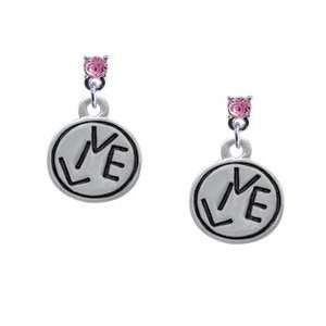   Round Disc Light Pink Swarovski Post Charm Earrings [Jewelry] Jewelry