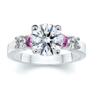   Round Diamond with Round Pink Sapphire Ring 18K Samuel David Jewelry