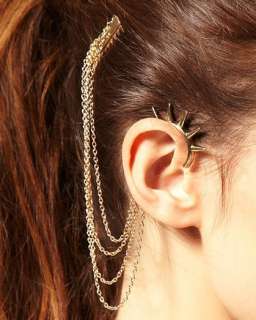   Spike Cuff Tassel Earring linked Hair Comb Gold /Silvers Pick  