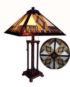 MISSION Stained Glass Tiffany Style Table Desk Lamp 17 x 17 Shade 