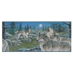  allen + roth Blue Scenic Wolves Wallpaper Border LW1340947 