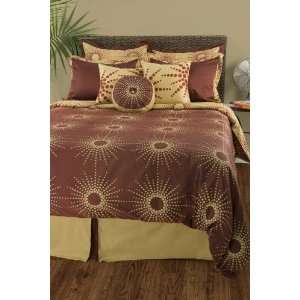  10pc Zamora King Size Bedding Duvet Set in Rust and 