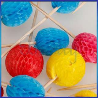 50pcs Hula Tropical Fruit Cake Picks Honeycomb Cocktail Party Decor 