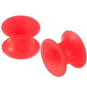 0G 0 gauge 8mm   Red Color Implant grade silicone Double Flared Flare 