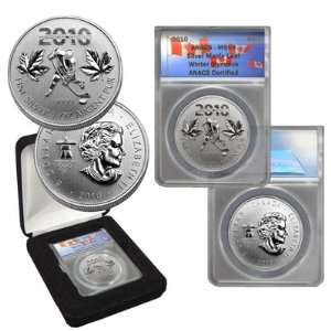   ANACS Canada Maple Leaf Olympics $5 Silver Coin 