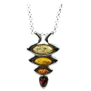    Sterling Silver Multi color Amber Slider Pendant, 18 Jewelry