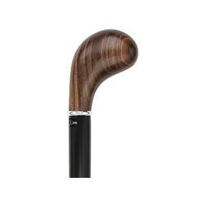   Knob Handle Walking Stick With Black Beechwood Shaft and Silver Collar
