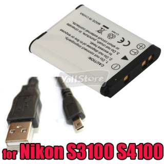 Battery EN EL19 + USB Cable for Nikon S3100 S4100 Camera  