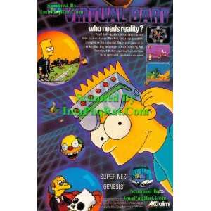 Virtual Bart 1994, SNES Simpsons Video Game Great Original Print Ad