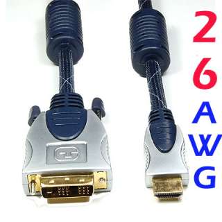 10ft DVI D to HDMI 26AWG HDTV Digital Video Cable  