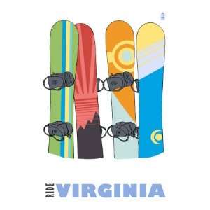  Virginia, Snowboards in the Snow Sports Premium Poster 