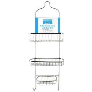    CHROME 2 TIER SHOWER CADDY WITH ATTACHED SOAP DISH