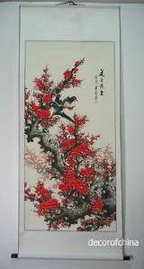 Chinese Scroll Painting Wall Art Bird & Cherry Blossom 68L AU23 05 