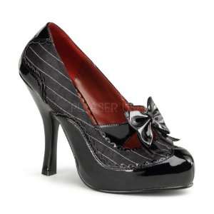   MAFIA 07 Black Pinstripes Satin Black Pat Pumps 