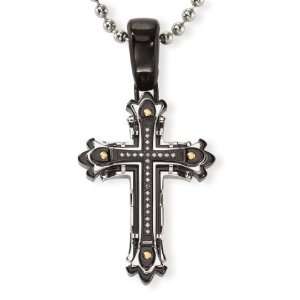  Ion Plated Stainless Steel Diamond (.13 ct. tw.) Cross 