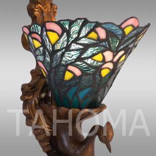 New Tiffany Style Stained Glass Peacock Wall Light Sconce  