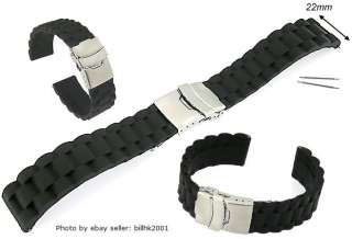 22MM BLACK RUBBER DIVER WATCH BAND STRAP FOR TAG HEUER  