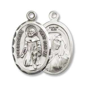  Sterling Silver Medal with 18 Sterling Chain Patron Saint of Cancer 