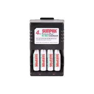   AA Battery Charger with 4 Pkg. of AA Batteries, (NiMH) by Sunpak