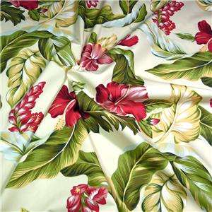   , Hawaiiprint Inc with Ginger, Hibiscus on Cream By the Yard  