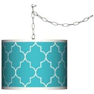 Swag Style Tangier Blue Shade Plug In Chandelier