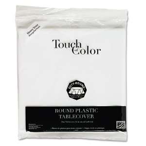  Round, White   Sold As 1 Each   Disposable plastic tablecloth for easy