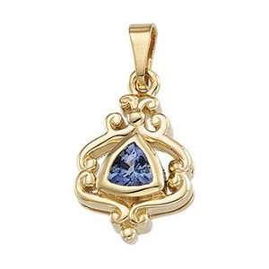  14K Yellow Gold Genuine Tanzanite Pendant 