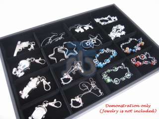   Black Velvet charm bead chain earring Jewelry Display Case Tray  