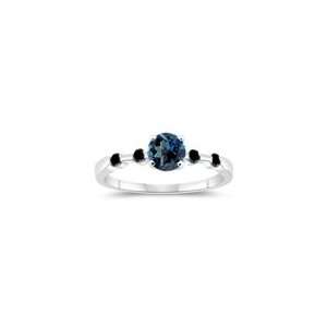 Black Diamond & 1.14 Cts London Blue Topaz Five Stone Engagement Ring 