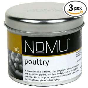 NoMU Rub, Poultry Rub, 3.5 Ounce Tin (Pack of 3)  Grocery 