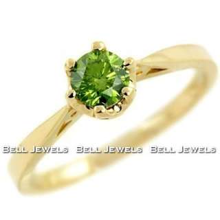   50CT VS2 FANCY GREEN DIAMOND ENGAGEMENT SOLITAIRE RING 14K YELLOW GOLD