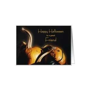 Happy Halloween friend, Orange pumpkins in basket with shadows and 