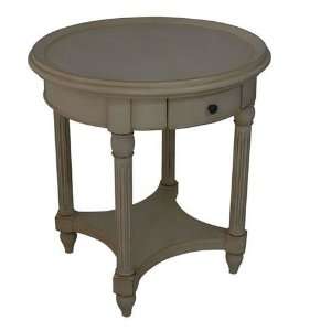  Kaplan Traditional Round End Table in Antique White Finish 