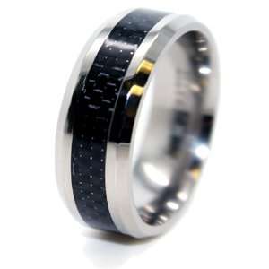   Ring with Black Carbon Fiber Inlay Wedding Band Engagement Ring Unique